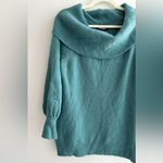 EXPRESS Teal Cowlneck Balloon Sleeve Sweater, Size Large Photo 1