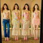 Lace Made Floral Corset Top w/Matching Lace Skirt. Fairytail Series. LARGE Pink Photo 8