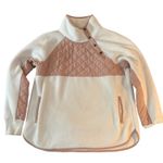 Abercrombie & Fitch Abercrombie &‎ Fitch Womens Cream Pink Quilted Fleece Pullover Sweatshirt Photo 0