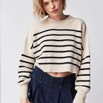 Free People  Easy Street Cropped Striped Pullover Oversized Sweater | Size XL Photo 3