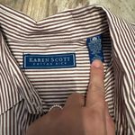 Karen Scott Vintage 90s  Winter Striped Embroidered Button Down Blouse Photo 1