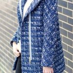 J. Crew Blue & White Tweed City Coat | Size 4 Photo 2
