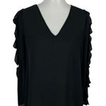 1. State  Blouse Small Black Ruffle Long Sleeve Workwear Preppy‎ Chic Photo 0
