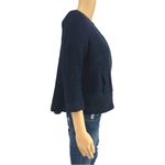 Talbots  Jacket US 6 Womens Blue Cotton Basketweave 3/4 Sleeve Zip Up w/ Pockets Photo 3