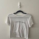 Calvin Klein white logo t-shirt cropped top Photo 0