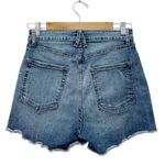 Good American  High Rise Button Fly Denim Shorts Blue Distressed Hem Size 4 | 27 Photo 1