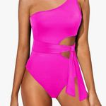 Amazon - Fushia Pink One Piece Suit One Shoulder Swimsuit Cutout Swimwear Monokin… Photo 0