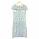 Tadashi Shoji Mint Green Lace Cap Sleeve Dress Size 12 Embroidered Cocktail Photo 3