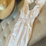 Black Halo 
White Sheer Lace Back Dress Size 4 Photo 4
