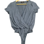 Lulus Dusty Teal Wrap Bodysuit Size Small Photo 0