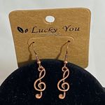 Music Lover Rose Colored Necklace Earring Set Pink Photo 1