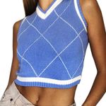 Blue Cropped Sweater Vest Size M Photo 0