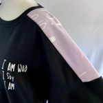 BP New I Am Who I Say I Am Colorblock Sweatshirt Black Purple Unisex Photo 12