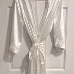 Ekouaer White Satiny Robe with Lace Detail Perfect for Brides Size Medium Photo 0