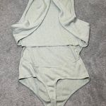 Le lis Ribbed Sage Green Bodysuit With Crisscross Open Back Size Medium Photo 3