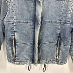 American Eagle Acid Wash Denim Puffer Jacket Women's Medium Full Zip High Neck Photo 2