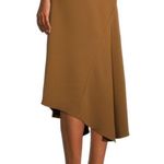 Vince  Panel Midi Skirt Size 2 Asymmetrical Hemline Tan High Rise Classic Office Photo 6