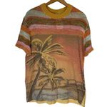 Free People Ibiza Swit Knit Short Sleeve Crochet Palm Tree Striped Tee Shirt Top Photo 4
