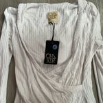 Chaser  White Vintage Hooded Waffle Knit Surplice Thermal Long Sleeve Size Small Photo 1