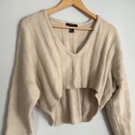 Forever 21 MOVING SALE  Cream Knit V-Neck Cropped Sweater Photo 2