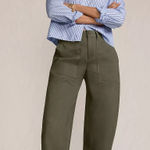 Lands' End  Chino High Rise Barrel Leg Utility Ankle Pants in Forest Moss Green 2 Photo 0