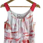 Ann Taylor LOFT Linen Pink Floral Fit & Flare Cocktail Dress, Size 4 White Photo 1