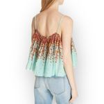 Free People L2146 Turquoise Instant Crush Printed Top Women's Size Large NEW Photo 1