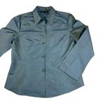 Lafayette 148 New York 100% Silk Iridescent Teal Crystal Button Blouse Size 12 Photo 0