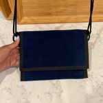 Vintage Stone Mountain suede tri fold crossbody or waist bag western interior Blue Photo 13