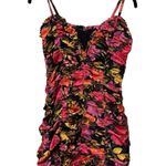 Revolve For Love & Lemons Pink Black Floral Dakota Ruched Mini Dress Size Small Photo 2