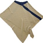 Novica Poncho Womens One Size Tan Navy Knit Asymmetrical Baby Alpaca Blend Shawl Photo 0