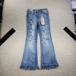 Elite Jeans Juniors 11/12 Flare Denim Distressed Fringe Hem Y2K Deadstock NWT Photo 13