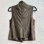 Vince 100% Leather Military Moto Vest Jacket Olive Green Women's Size XS Photo 2