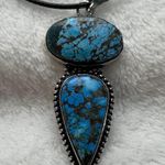 Turquoise Natural Gemstone 925 Silver Plated Gemstone Pendant Necklace Blue Photo 1