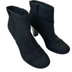 Aerosoles HeelRest Black Denim Textile "Scrole Book" Side Zip Ankle Heel Boots Photo 1