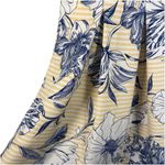 R & K Dress Yellow Stripes Blue Floral Pleated Skirt Knee Length Retro Size 14 Photo 3