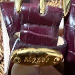 Etienne Aigner NWT  VTG 90s‎ Burgundy Croc-Embossed Leather Belt Gold Tone Detail Photo 3