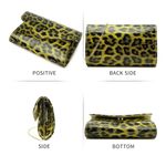 LABAIR Yellow Leopard Print Patent Leather Clutch Bag Purse with Chain Photo 1