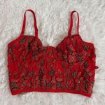 Amazon Vibrant Red Floral Bralette Crop Top Size Small Photo 6