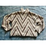 Thread & Supply Ivory Neutral Tan Chevron One Track Mind Sherpa Jacket Large Photo 2