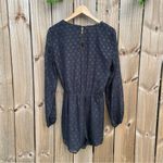 Lulus  Black Sheer Long Sleeve Short Romper Surplice neckline small Photo 2