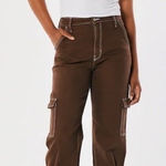 Hollister Ultra High Rise Dark Brown Cargo Dad Jeans Size 24x31 Photo 0