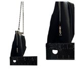 Jessica McClintock  Black Pleated Satin Convertible Clutch Shoulder Bag Photo 5
