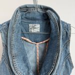 Mer Prim Denim Vest Y2k 90s S Blue Jean Sleeveless Shawl Collar Cropped Fitted Photo 1