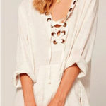 l*space NWT L* Cream Lace-Up Swim Coverup Photo 0