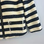 Halogen  Tweed Nautical Striped Navy Blue & Ivory Cropped Blazer Size 0 Photo 6