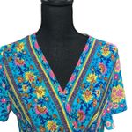 Zesica Dress Sz L Blue Floral Wrap Sundress Boho VNeck Flutter Sleeves Feminine Size L Photo 2