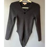 Charmed Heart Stylish Ribbed Black Bodysuit with Keyhole Design Size L Size L Photo 0