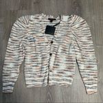 Marc New York NWT  Pink Knit Puff Sleeve Cardigan Size Medium Wine Rust Space Dye Photo 0