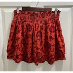 Anthropologie Beaded Mini Skirt Size Medium Orange Motif Smocked Floral Vacation Photo 2